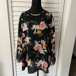 Floral Pink and Orange Long Sleeve Tunic